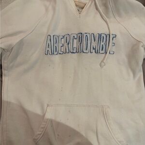 Abercrombie & Fitch Cream Hoodie with Blue Embroidery